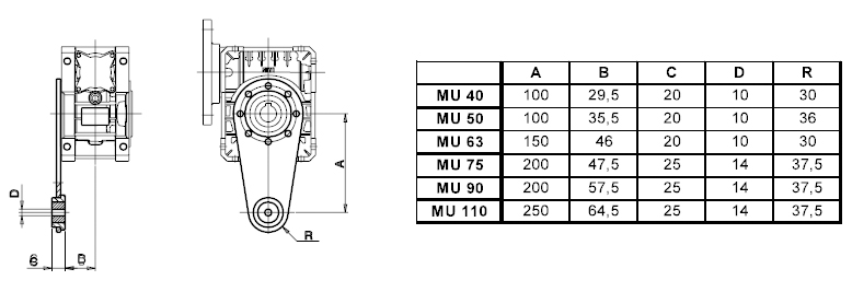 Размеры реактивных штанг для крепления редуктора